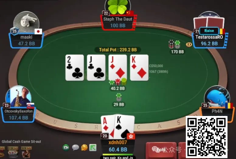 【小鱼Poker】牌局分析：3bet多人池，转牌中顶对顶踢如何处理？