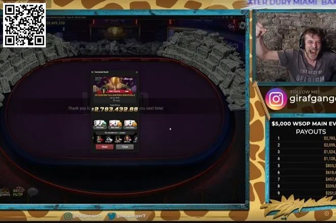 【小鱼Poker】简讯 | 中国选手Li Yagen在史上最大WSOP线上主赛获得亚军，奖金近1500万