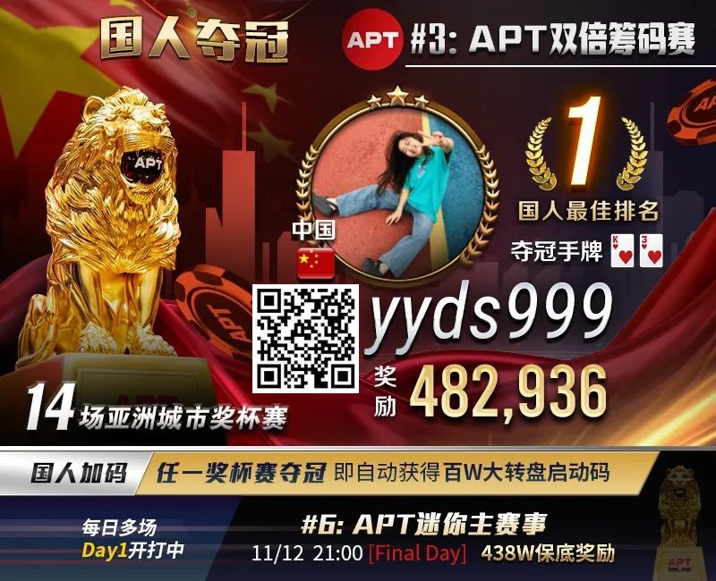 【小鱼Poker】APT国人首冠出炉！顺子撞同花成夺冠契机，关键河杀yyds！《GoG黄金游戏》正式播出