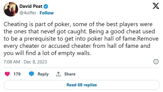 【小鱼Poker】高额桌常客David Peat：作弊是扑克游戏的一部分