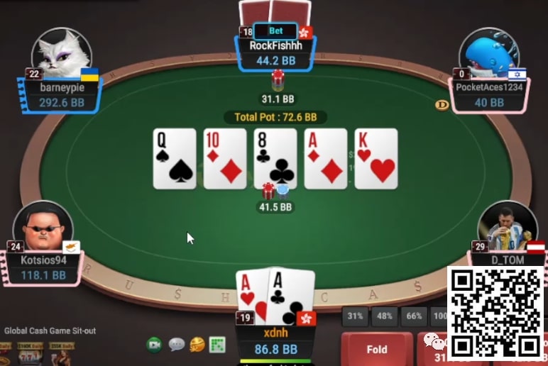 【小鱼Poker】牌局分析：单张成顺，顶set bet or check?