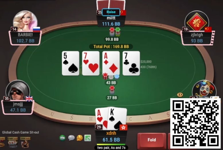 【小鱼Poker】牌局分析：3bet底池，TPTK转牌被推allin