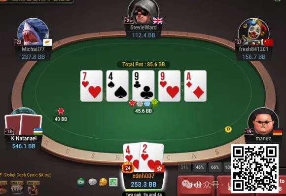 【小鱼Poker】牌局分析：底对翻牌3bet，河牌抓鸡？