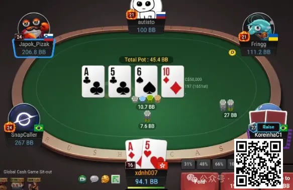 【小鱼Poker】牌局分析：请不要这样玩弱draw