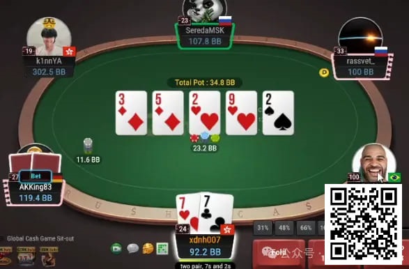 【小鱼Poker】牌局分析：简明扼要，one pair打limp鱼的流程