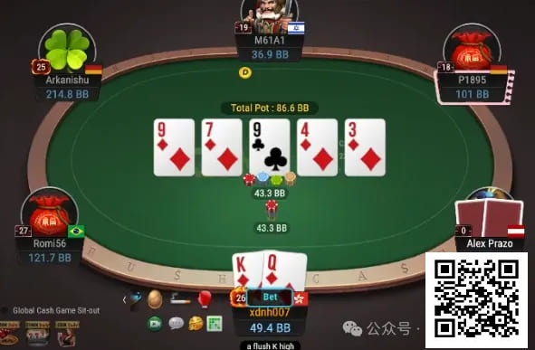 【小鱼Poker】牌局分析：不光K花要推，Q花也要推