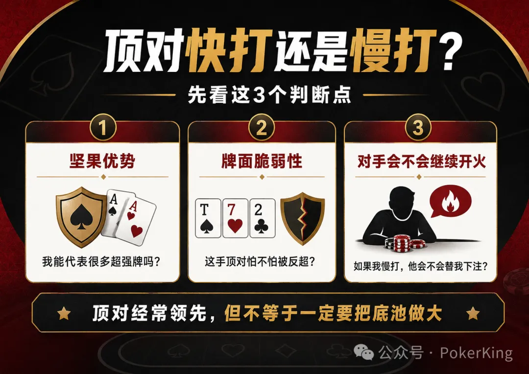 【小鱼Poker】别一拿顶对就加注：这5种情况，慢打反而赢得更多