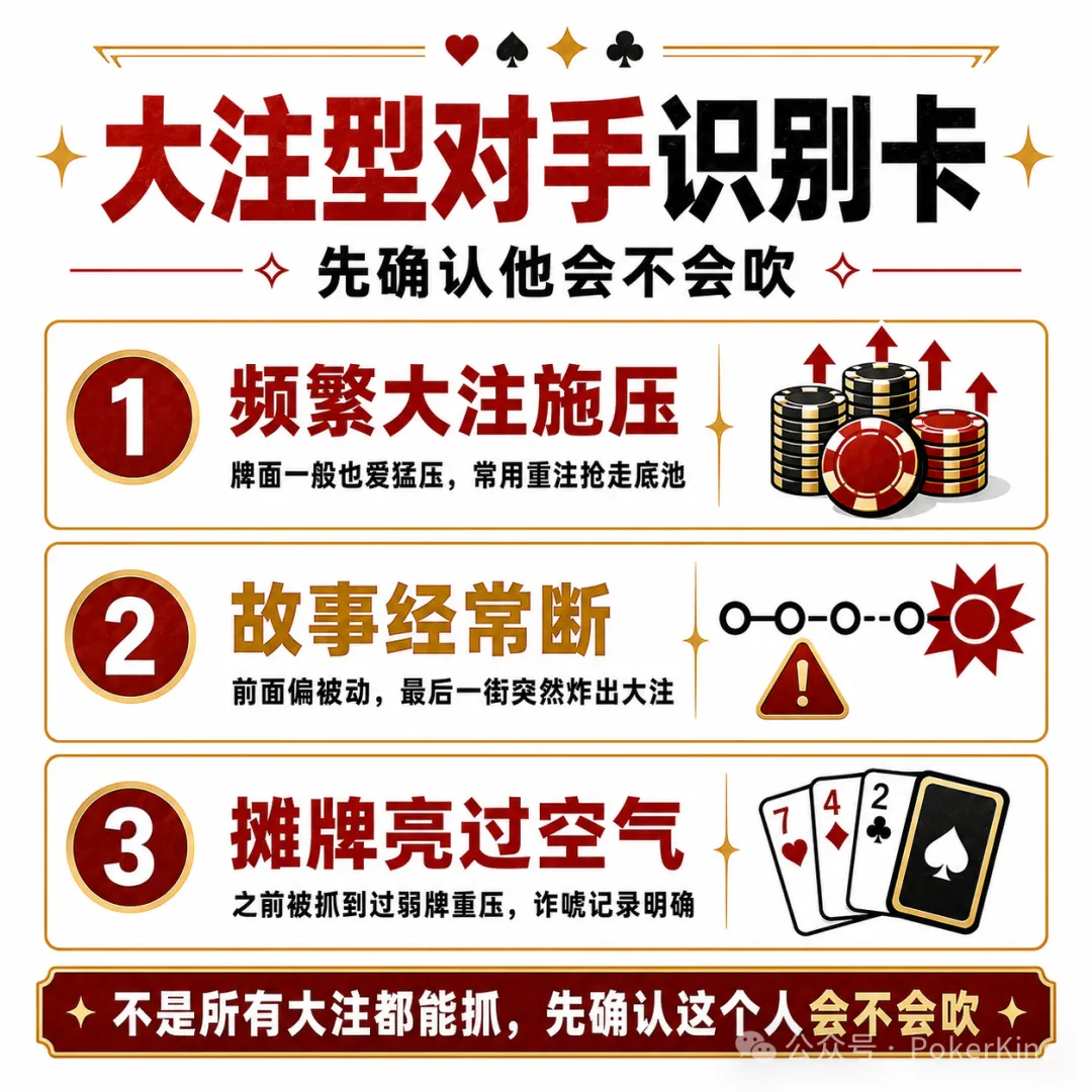 【小鱼Poker】牌桌上总有人拿大注压你？三步教你抓诈，别再白白弃牌