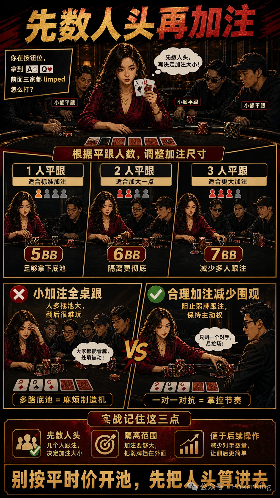 【小鱼Poker】多人平跟后怎么加注?先数人头,再看牌和位置