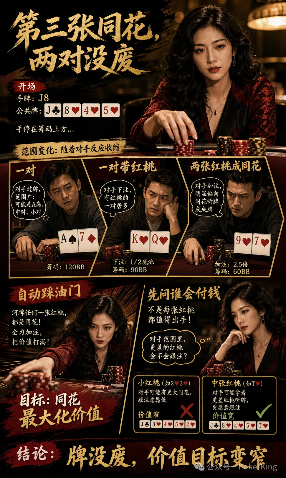 【小鱼Poker】转牌第三张同花落地，两对还能继续吗？先问三件事再决定