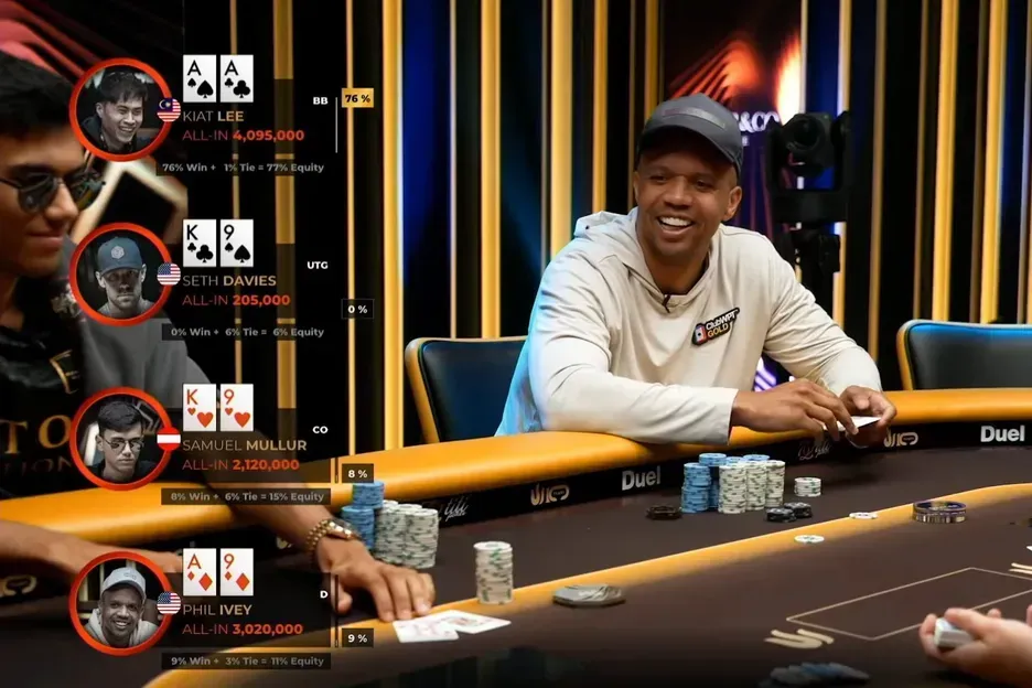 【小鱼Poker】四人All-in三人出局!Phil Ivey遭遇AA大屠杀,40BB筹码一把送光