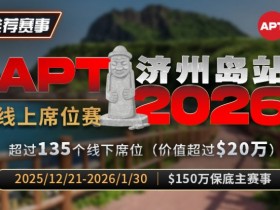 【小鱼Poker】推荐赛事:2026APT济州岛站线上席位赛